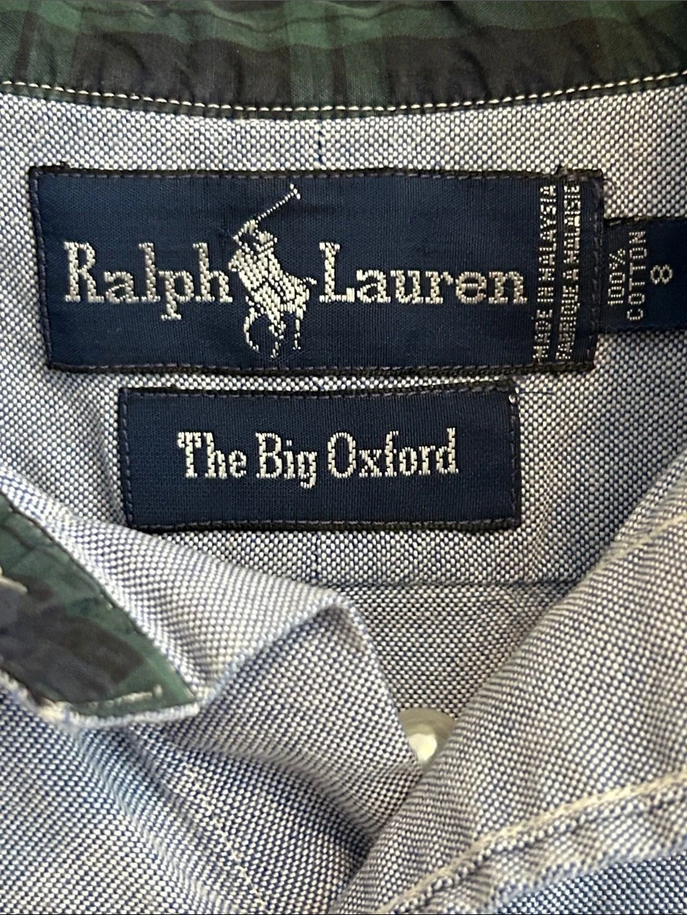 VTG Polo Ralph Lauren The Big Oxford Crest Shirt Size 8 Blue Embroidered OCBD